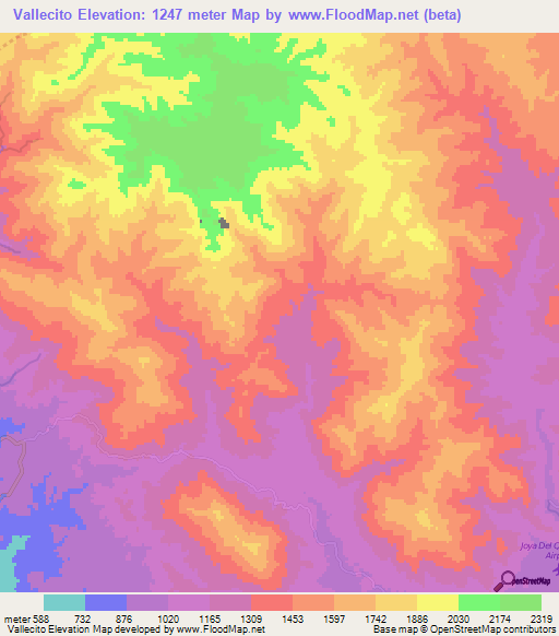 Vallecito,Honduras Elevation Map