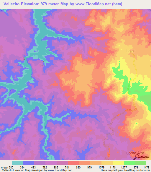 Vallecito,Honduras Elevation Map
