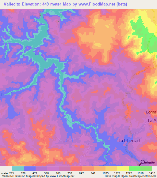 Vallecito,Honduras Elevation Map