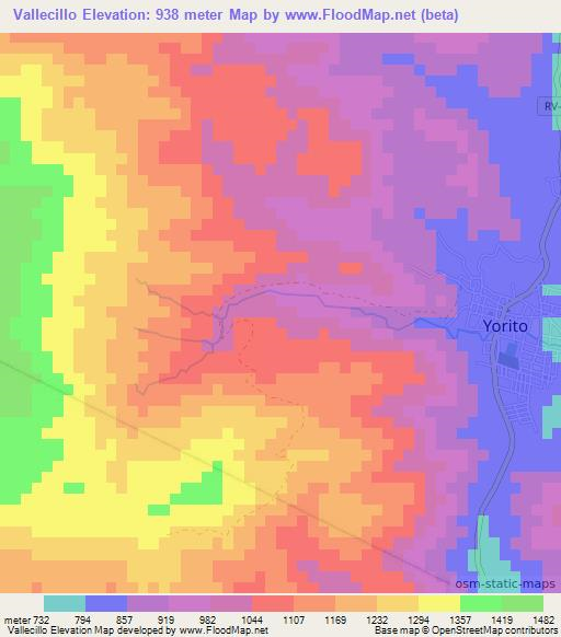 Vallecillo,Honduras Elevation Map