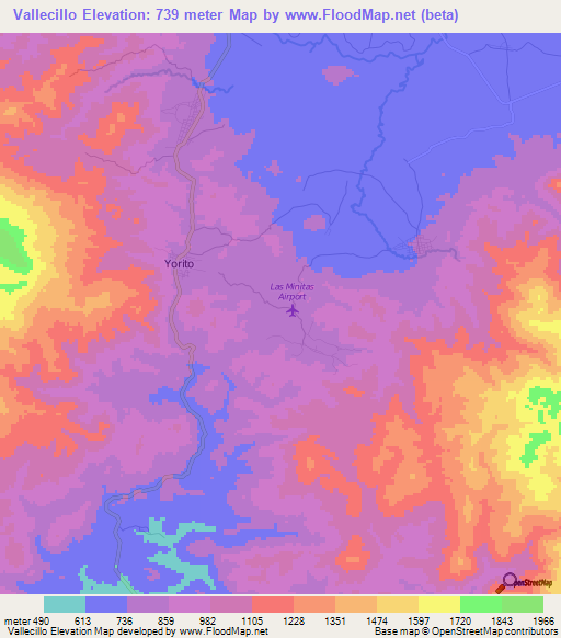Vallecillo,Honduras Elevation Map