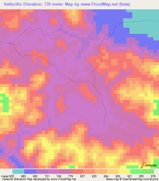 Vallecillo,Honduras Elevation Map