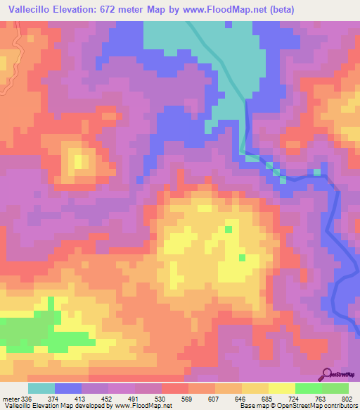Vallecillo,Honduras Elevation Map