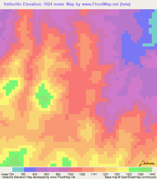 Vallecillo,Honduras Elevation Map
