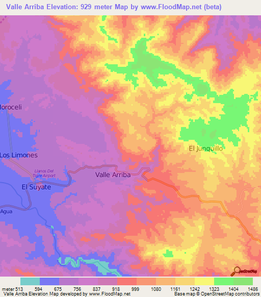 Valle Arriba,Honduras Elevation Map