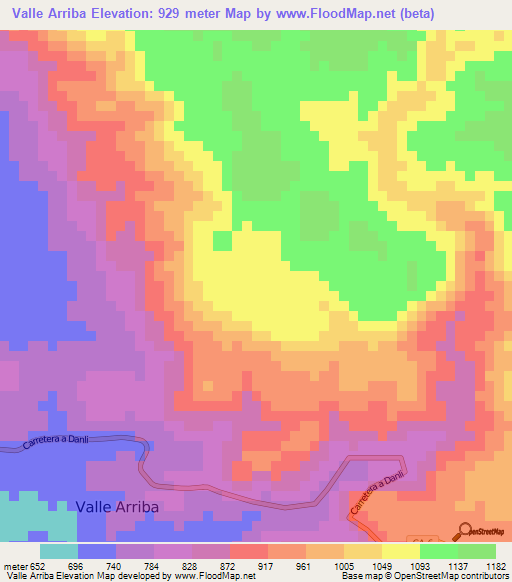 Valle Arriba,Honduras Elevation Map