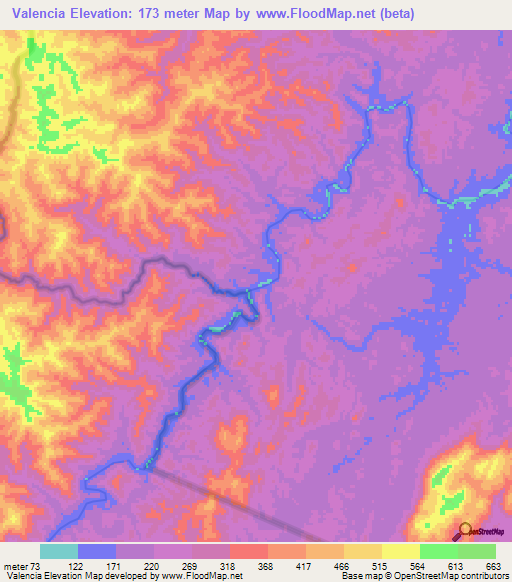 Valencia,Honduras Elevation Map