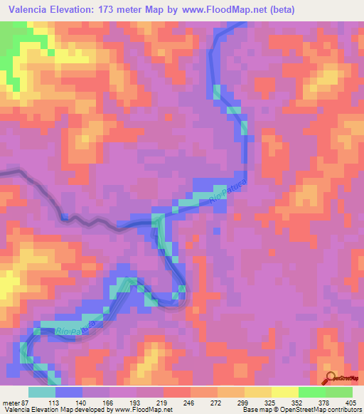 Valencia,Honduras Elevation Map