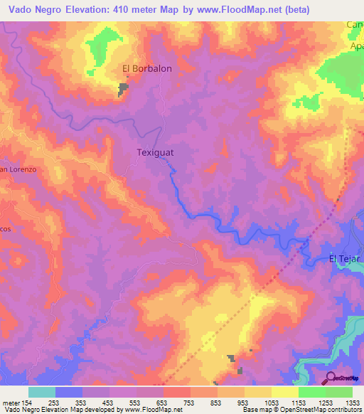 Vado Negro,Honduras Elevation Map