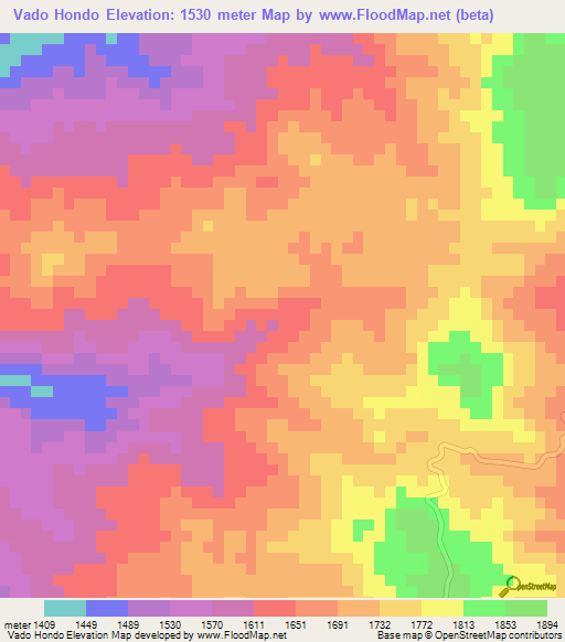 Vado Hondo,Honduras Elevation Map