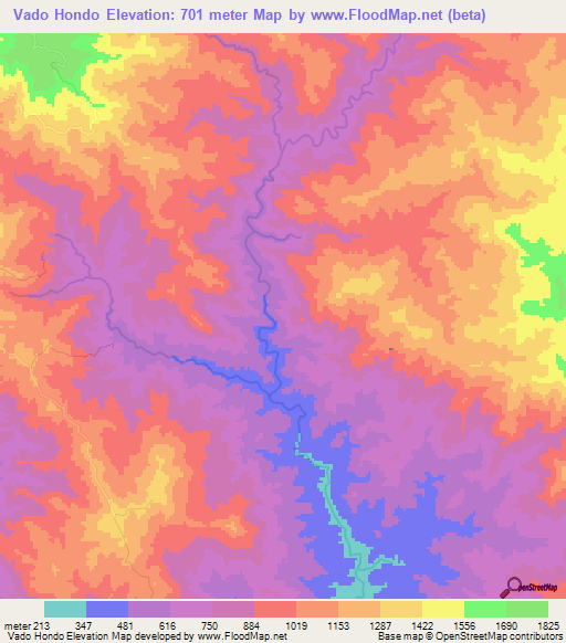 Vado Hondo,Honduras Elevation Map