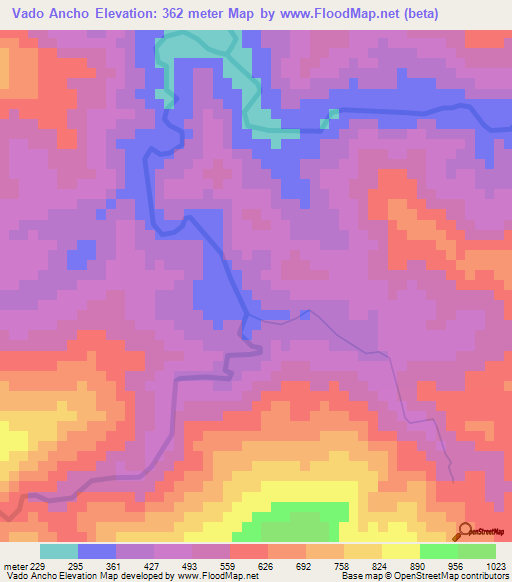 Vado Ancho,Honduras Elevation Map
