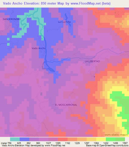 Vado Ancho,Honduras Elevation Map