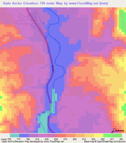 Vado Ancho,Honduras Elevation Map