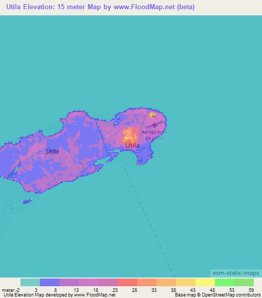 Utila,Honduras Elevation Map