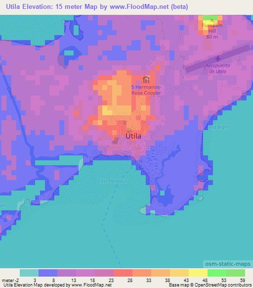 Utila,Honduras Elevation Map