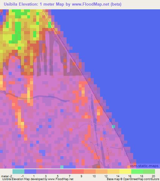 Usibila,Honduras Elevation Map