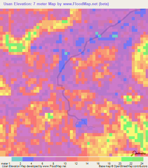 Usan,Honduras Elevation Map