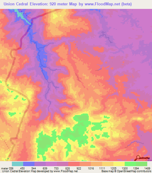 Union Cedral,Honduras Elevation Map
