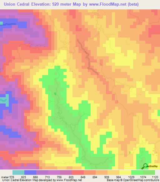Union Cedral,Honduras Elevation Map