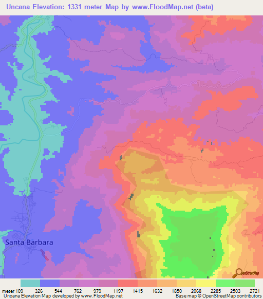 Uncana,Honduras Elevation Map