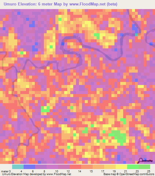 Umuro,Honduras Elevation Map