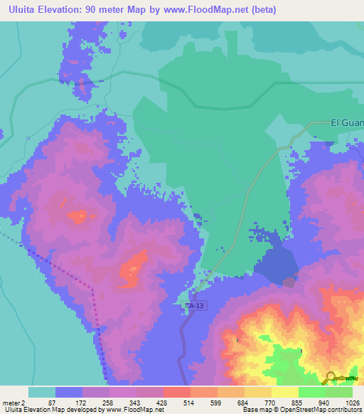 Uluita,Honduras Elevation Map