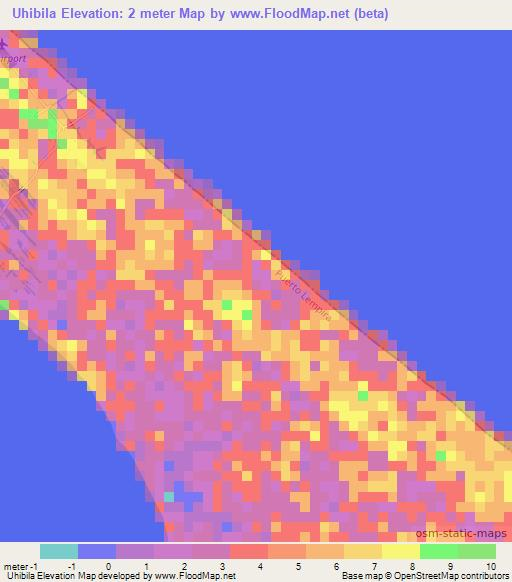 Uhibila,Honduras Elevation Map