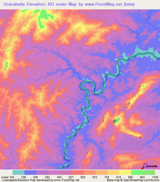 Ucacabatla,Honduras Elevation Map
