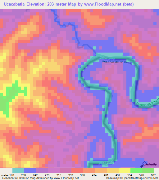Ucacabatla,Honduras Elevation Map