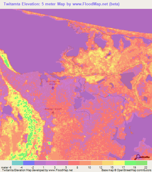Twitamta,Honduras Elevation Map