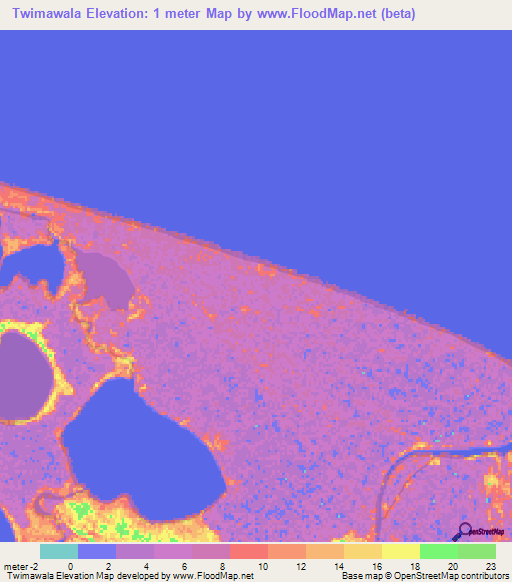 Twimawala,Honduras Elevation Map