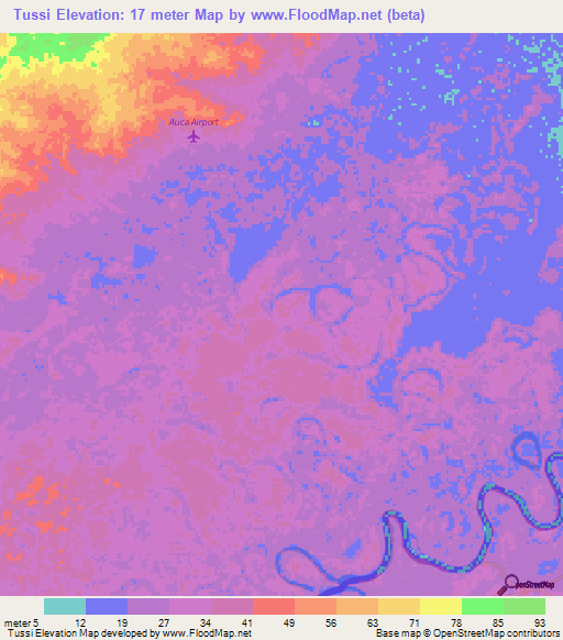 Tussi,Honduras Elevation Map