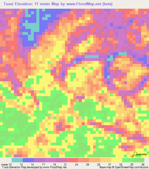 Tussi,Honduras Elevation Map
