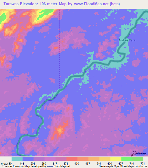 Turawas,Honduras Elevation Map