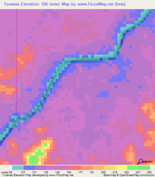 Turawas,Honduras Elevation Map