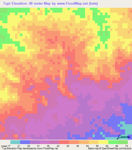 Tupi,Honduras Elevation Map