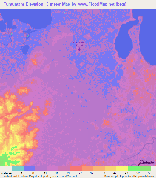 Tuntuntara,Honduras Elevation Map