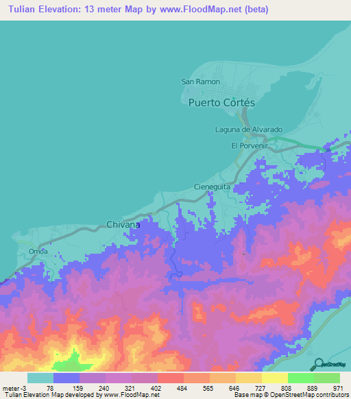 Tulian,Honduras Elevation Map
