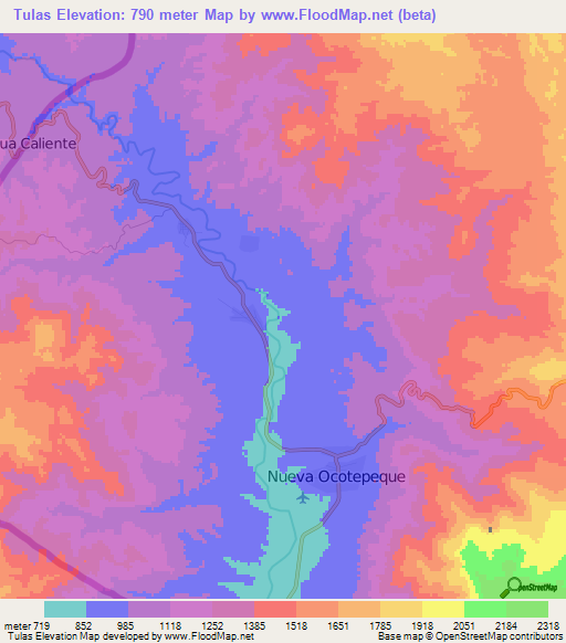 Tulas,Honduras Elevation Map