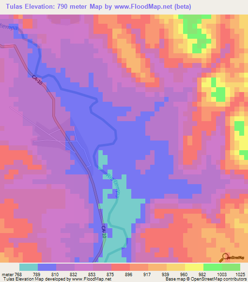 Tulas,Honduras Elevation Map