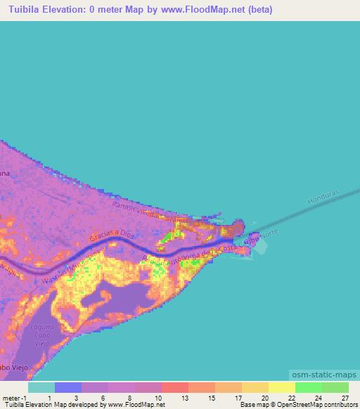 Tuibila,Honduras Elevation Map