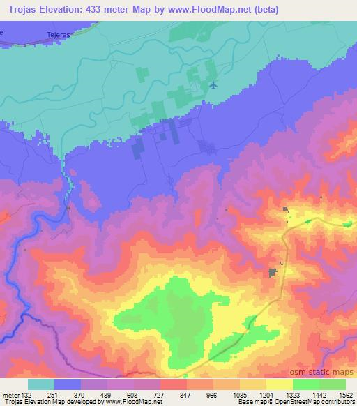 Trojas,Honduras Elevation Map