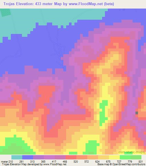 Trojas,Honduras Elevation Map