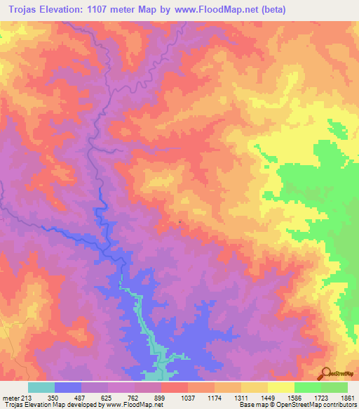 Trojas,Honduras Elevation Map