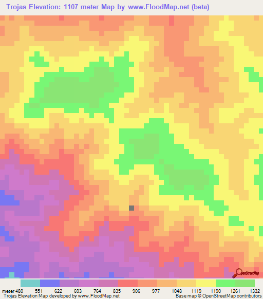Trojas,Honduras Elevation Map