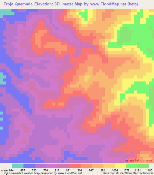 Troja Quemada,Honduras Elevation Map