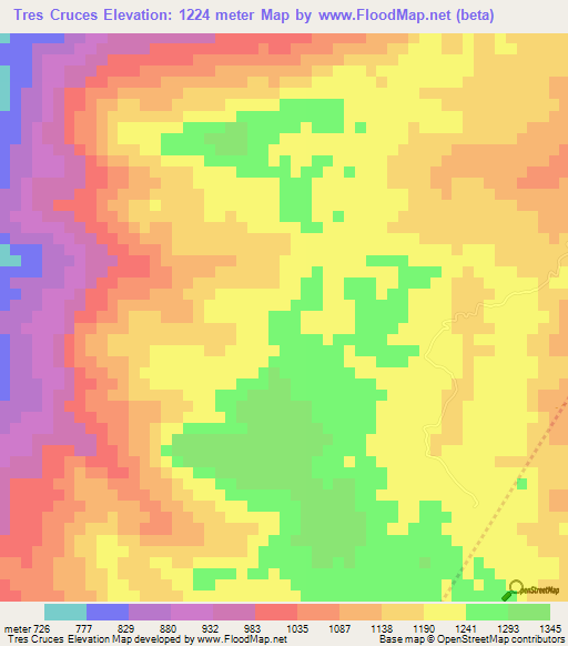 Tres Cruces,Honduras Elevation Map
