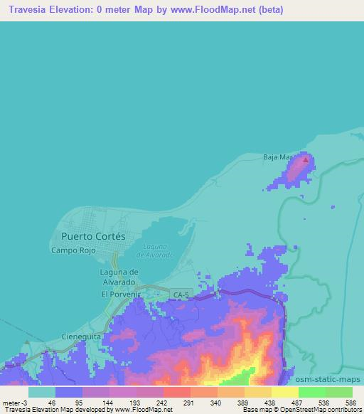 Travesia,Honduras Elevation Map