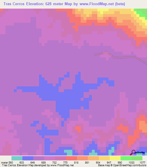 Tras Cerros,Honduras Elevation Map
